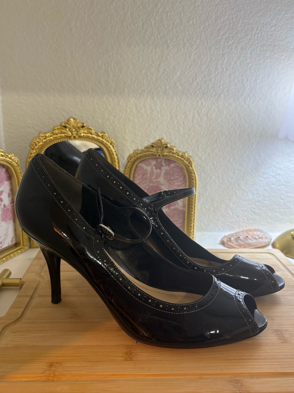 Classic Black Ann Taylor Peep-Toe Heels